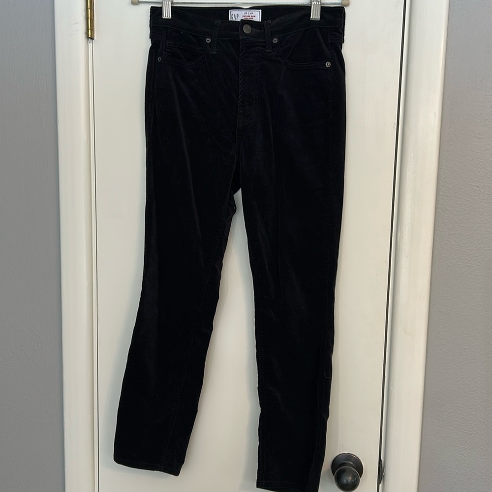 Gap black suede vintage slim high rise pants